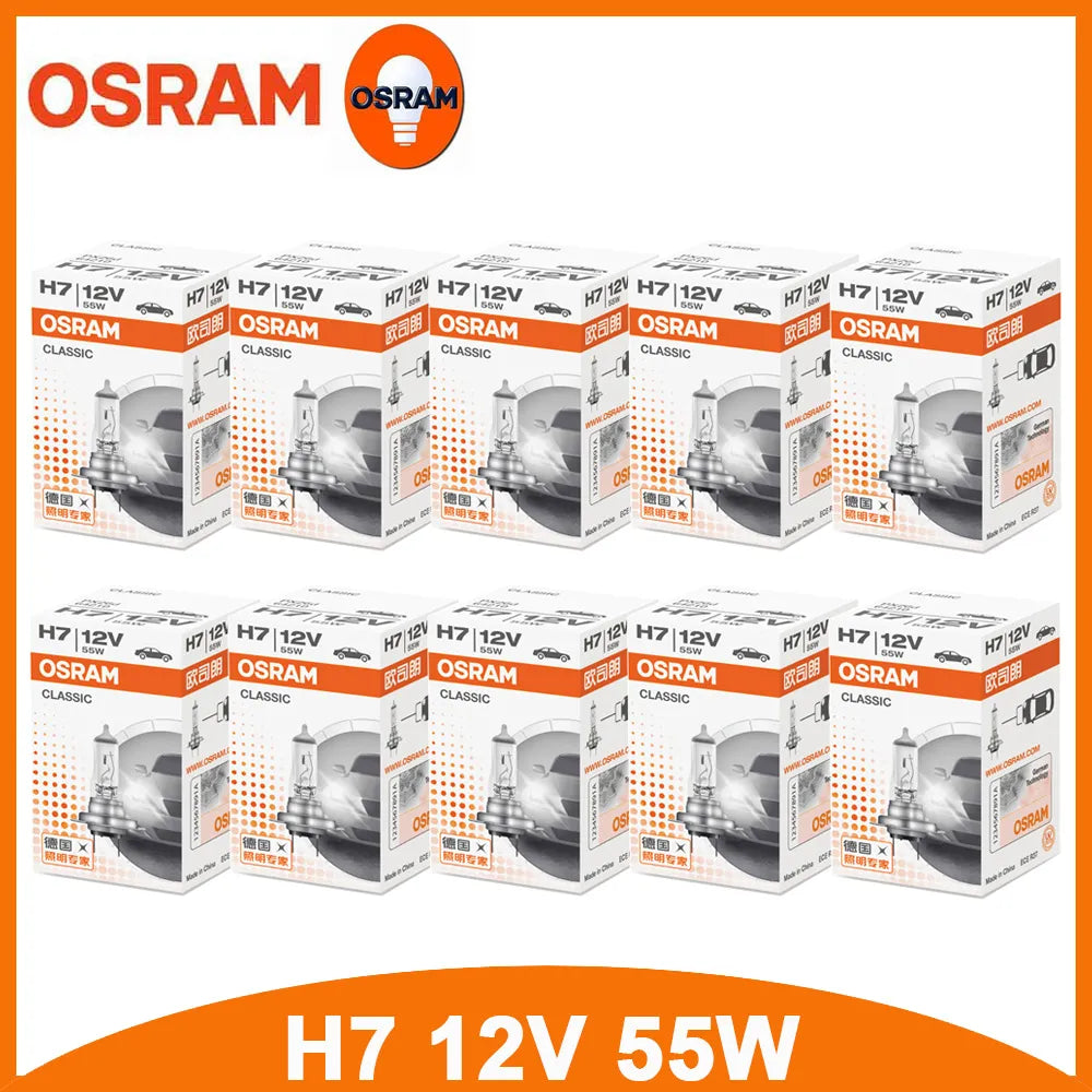 OSRAM H1 H4 H3 H7 12V Standard Lamp White Light Original Headlight Auto Fog Lamp 55W/100W 9003 HB2 Car Halogen Bulb (10 PCS)