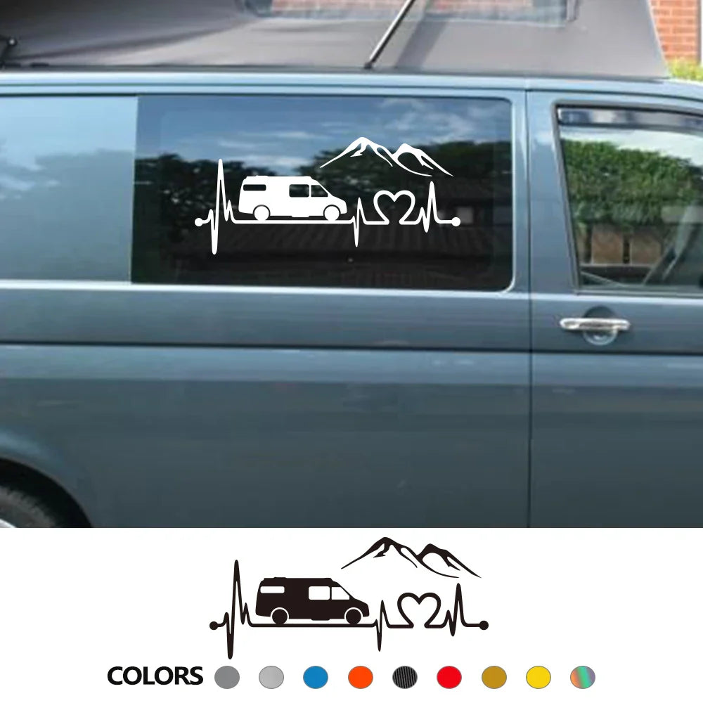 Various Sizes Camper Van Vinyl Decal Car Mountain Style Sticker Waterproof Auto Decoration on Car Body Bumper Rear Window Laptop