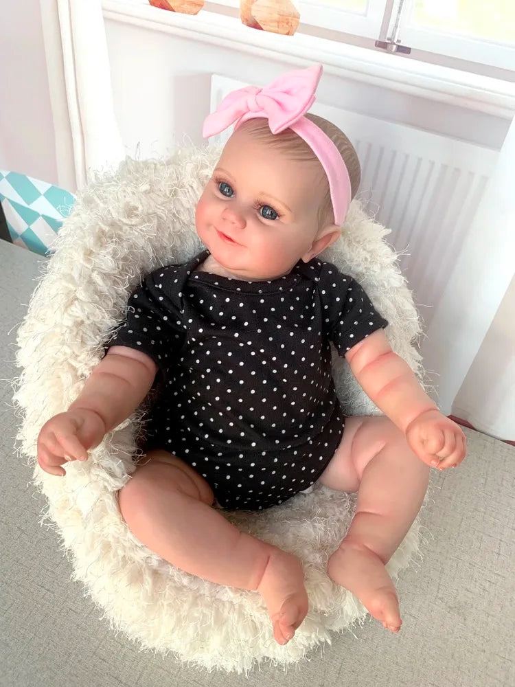 19Inch Already Finished Reborn Baby Doll Maddie Smile Girl Handmade 3D Skin Visible Veins Art Collection Doll Toy Figure Gift