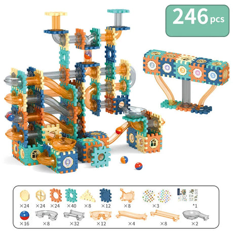 Marble Run Race Track Building Blocks Toys For Kids Labyrint Rolling Ball Funnel Slide Bricks Education Construct Toys Maze STEM