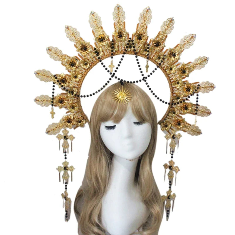 Gorgeous Sun Godmother's Crown Lolita KC Notre Dame Virgin Mary Halo Princess Queen Pope Tiara Headband