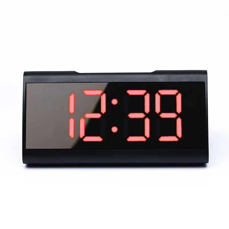 Led Alarm Clock Digital Children Electronic Alarm Clocks Curved Screen Mirror Temperature Clock with Snooze Function Desk Clock