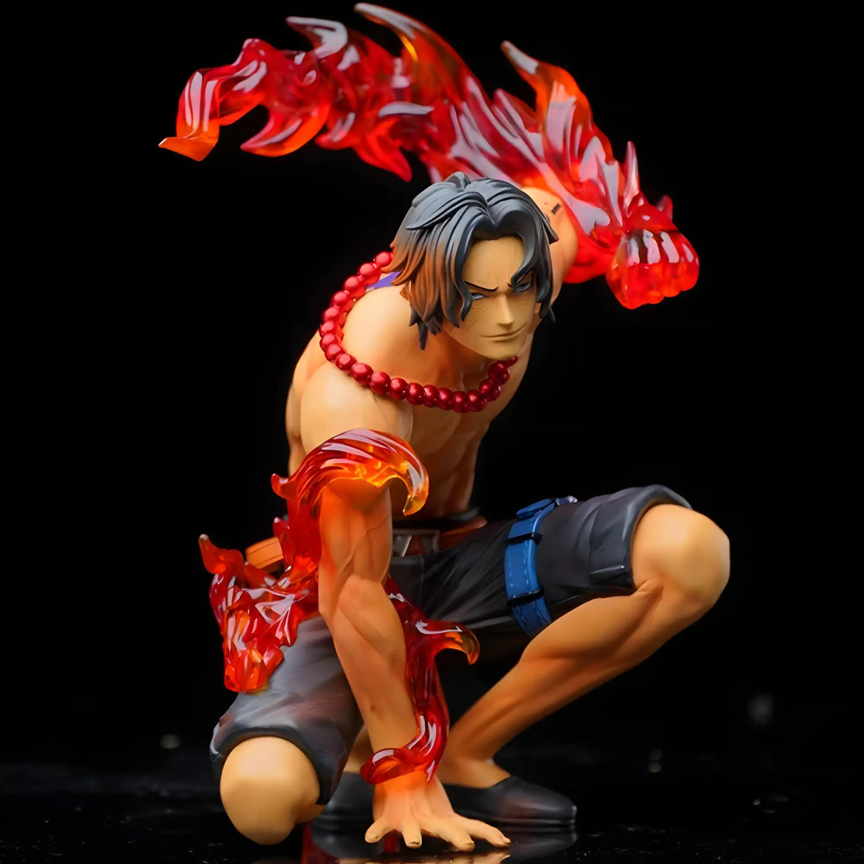 16CM One Piece GK Portgas D Ace Figure Anime Toys Collectible Figurines Model Squatting Fire Fist Ace Ornaments Gifts For Animer