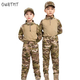 Boys Military Tactical Army Uniform Hunting Clothing Sets Children Airsoft Camouflage Suits Hiking Training Outdoor Parent-child