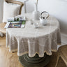 Three-dimensional Jacquard Checkered Round Tablecloth,Cotton Linen Tassels Dust-Proof Table Cover,For Dinner Party Wedding Decor