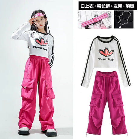 Jazz Dance Children's Trendy Autumn Street Dance Hiphop Training Dress Girl Model Naked Navel Walking Show Performance Dress