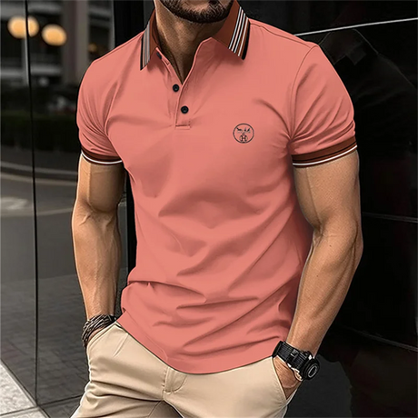 Solid Color Versatile Boutique Men's polo shirt Business Casual Street Trend Clothing Fashionable Summer Lapel Short Sleeved Top