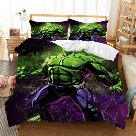 Disney Hulk Cartoon 3D Bedding Sets Boy Avenger Alliance Character  Duvet Cover Sets Pillow Case Single Twin Queen Size
