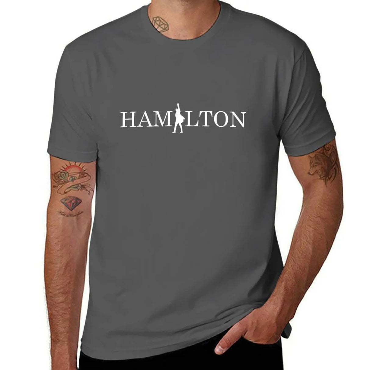 Hamilton text logo masks and tee-shirts T-Shirt Short sleeve tee plus size tops customs oversized plain black t shirts men