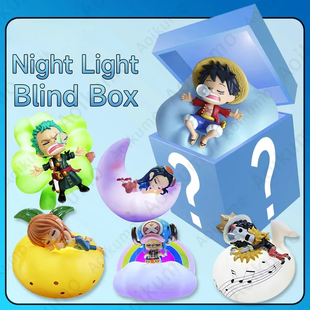 OP Night Light Blind Box Anime Luffy Zoro Nami Sanji Chopper Figure Sweet Dream Series LED Night Light Ornament Gift