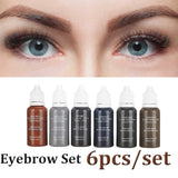 6pcs Lip Eyebrow Eye Liner Pigment Set Semi-Permanent Makeup Tattoo Pigment Ink Plant Extract Makeup Tattoo Ink for Tattoo 15ml