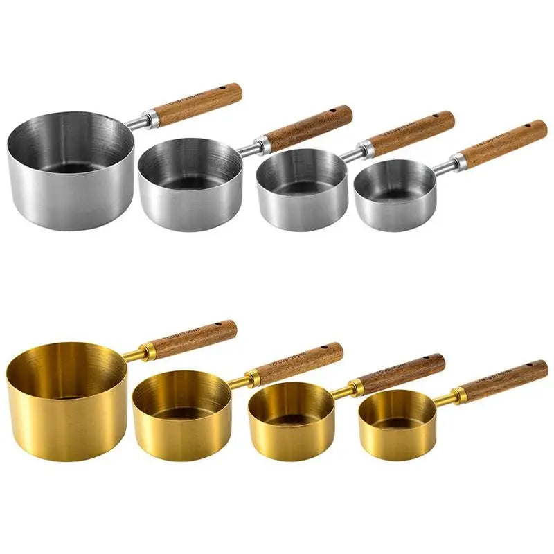 4pcs Measuring Cups Set Cake Baking Flour Measuring Cups Stainless Steel Handle Kitchen Measuring Bakeware And Cooking Utensils