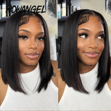 Wow Angel 5x5 HD Lace Closure Short Bob Human Hair Wigs Glueless Ready to Wear Straight Bob Wigs Bleached Knots Pre-Plucked Hair