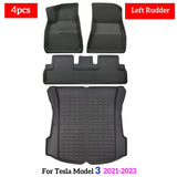 Fits Tesla Model 3 Model Y Floor Mat Luggage Mat Left Hand Drive 2017-2023 Left Right Rudder 4 Seasons Waterproof 3D Floor Liner