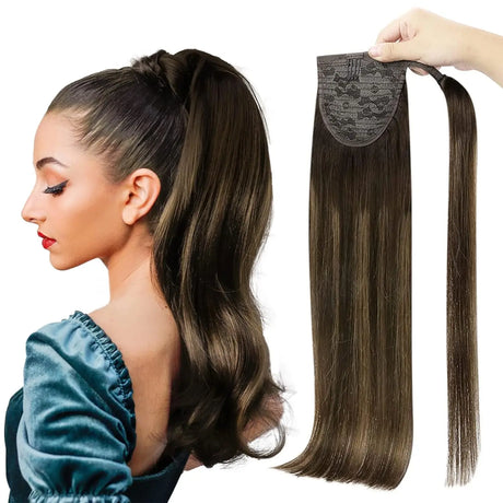 Full Shine Ponytail Human Hair 70g/80g Machine Made Remy Ponytails Extensions for White Women Human Hair Ponytail