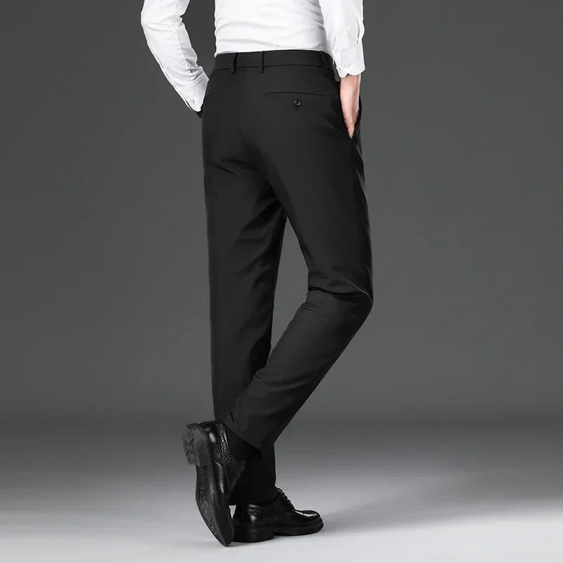 Winter Light and Warm Down Casual Pants High Quality Business Fashion Solid Color Straight Stretch Trousers Black Dark Gray