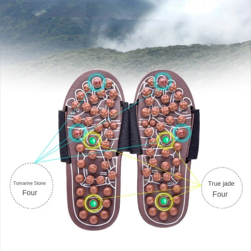 Jade Massage Button Slippers Feet Massager Acupoint Massage Instrument Health Care Foot Massage Shoes Birthday Gift for Parents