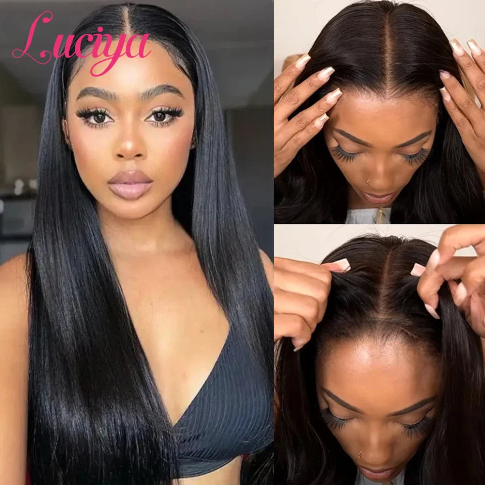 Wear And Go Glueless Wigs Pre Cut No Glue 5x5 HD Lace Closure Bone Straight 13x4 Lace Front Human Hair Wigs For Women Preplucked