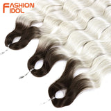 FASHION IDOL Lena Hair Synthetic Deep Wave Braiding Hair Extensions 24 Inch Water Wave Crochet Braid Hair Ombre Blonde Fake Hair