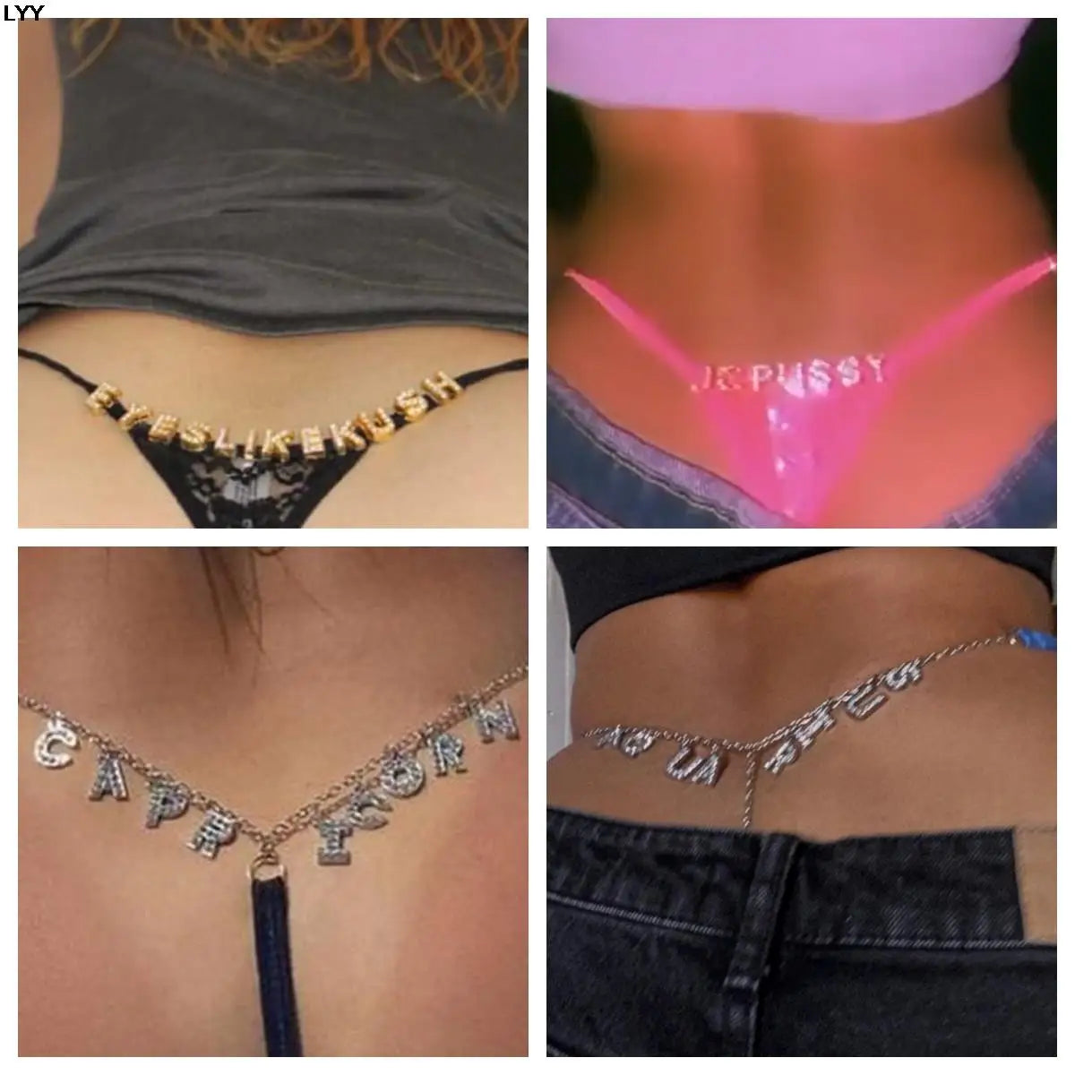 Customised Thong Sexy Rhinestone Waist Chain 2Pc/Sets Custom Name String For Women Lace Panties Briefs Crystal Letters Girl Gift