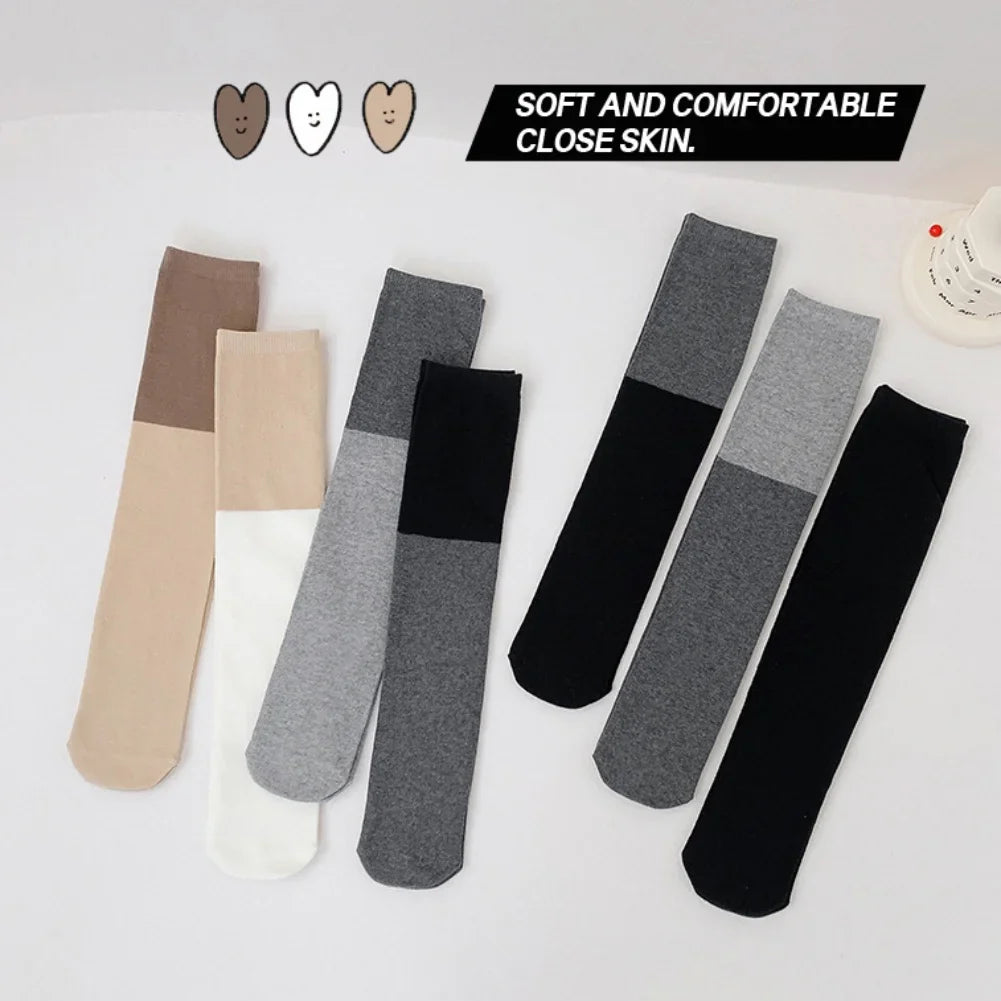 35-42cm Kids Girls Splicing Stockings Winter Warm High Thigh Long Socks Over The Knee Tube Leg Warmers School Casual Girl Socks