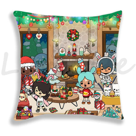 Cute Cartoon Toca Life World Pillow Case Home Decorative Pillowcases Bedroom/Sofa Cushion Covers 45*45cm Kids Anime Pillow Cover