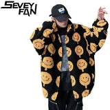 SEVEYFAN Men's Jacket Hip Hop Jackets Tie Dye New Casual Lamb Wool Parka Furry Coat Men Clothing Warm   Streetwear Coat