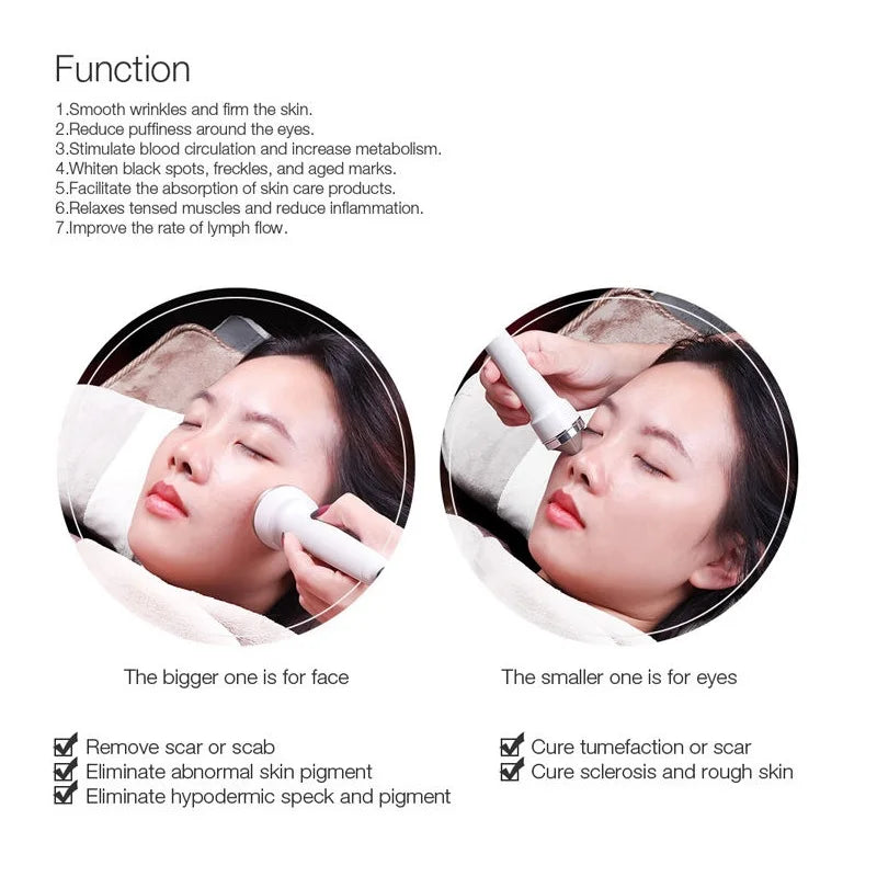 2 IN 1 Ultrasonic Skin Care Beauty Machine High Frequency Lifting Face Skin Massage Anti Aging Acne Remove Wrinkle Facial Spa