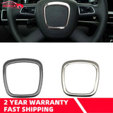 Chrome Car Steering Wheel Frame Replacement For Audi A3 8P S3 A4 B6 B7 B8 A5 A6 C6 Q7 Q5 Trim Cover Sticker