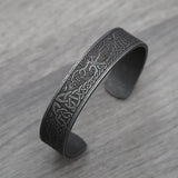 Black Stainless Steel Viking Rune Bracelets For Men Women Retro Viking Tree of Life Bracelet Biker Fashion Jewelry Amulet Gift