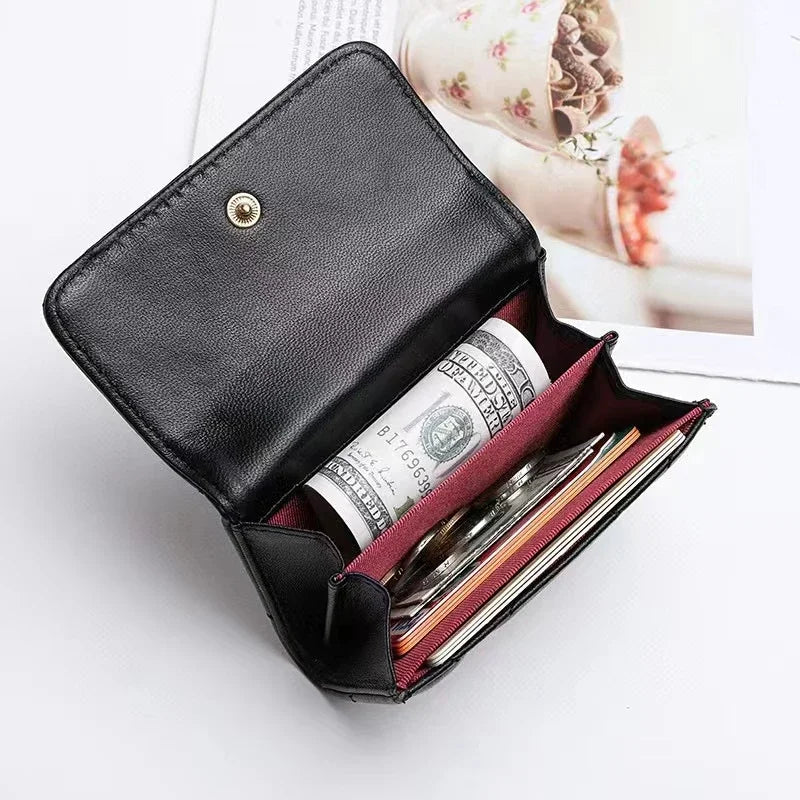 Luxury Brand Leather Wallet Sheepskin Slim Mini Handheld Bag for Women Card Holder Credential Holder Card Wallet Purse