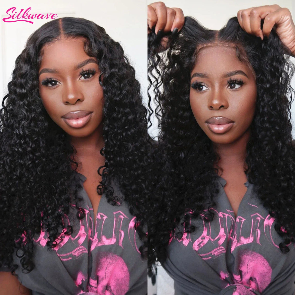 Wear And Go Deep Wave 4x4 5x5 HD Lace Closure Wig with Pre Plucked Hairline Pre Cut Curly Glueless Wigs Human Hair Ready to Wear