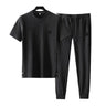 Summer Men Pleated Shirt Pants Two-pieces Set Thin Soft Breathable Tracksuit Casual Sports Suit For Daily Wear