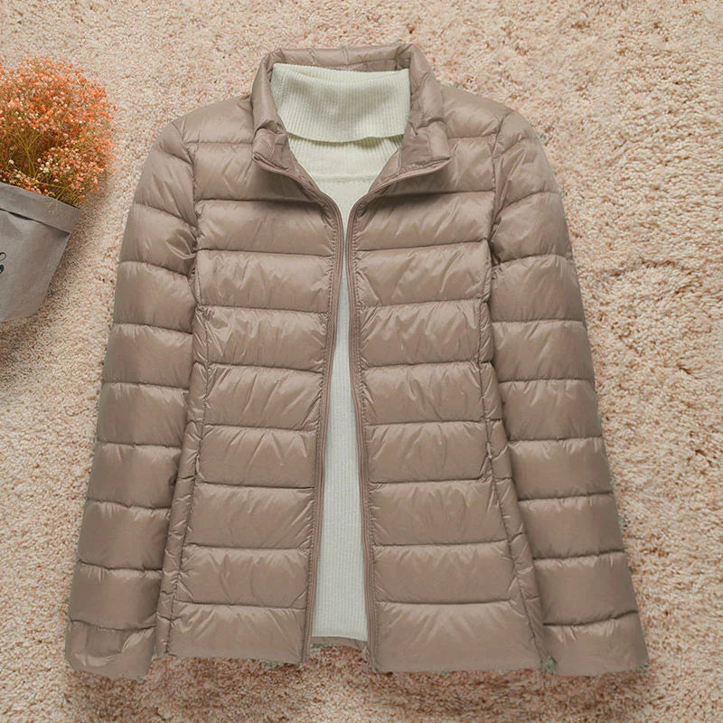 Winter Women Ultralight Thin Down Jacket White Duck Down Hooded Jackets Long Sleeve Warm Coat Parka Female Portable Outwear