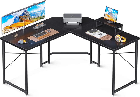 L Shaped Gaming Desk, 51 Inch Computer Desk with Monitor Stand, PC Gaming Desk, Corner Desk Table for Home Office