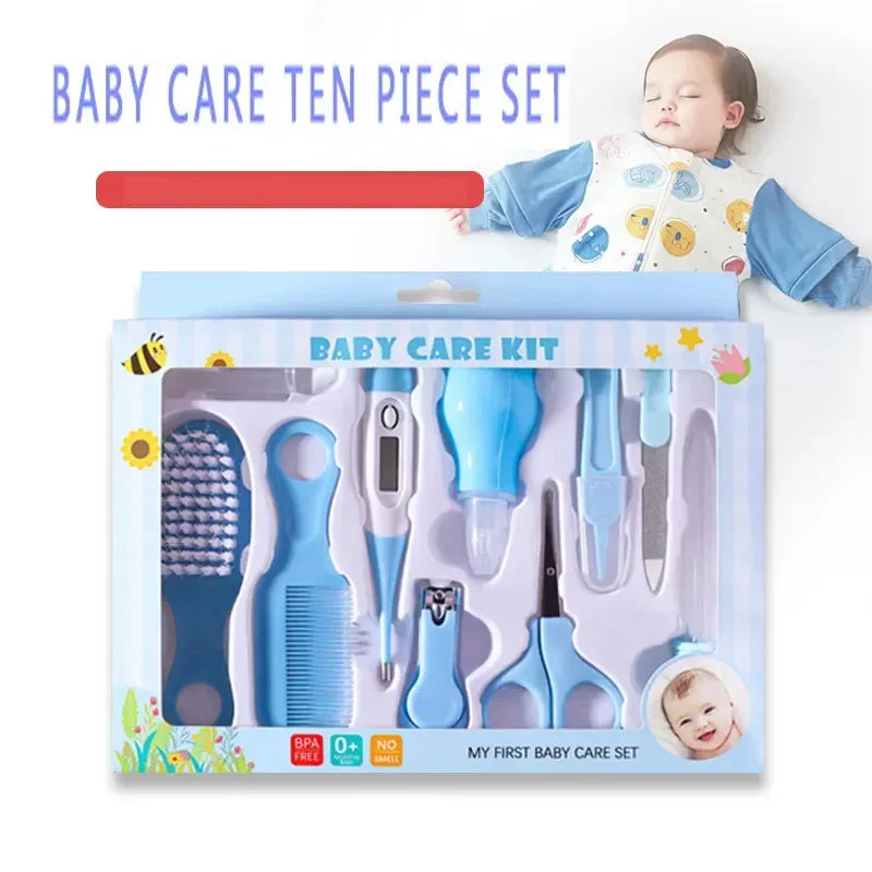 10PCS Baby Nail Trimmer Care Set Kid Hair Health Care Thermometer Grooming Brush Clipper Teether Toothbrush Kit Baby Essentials