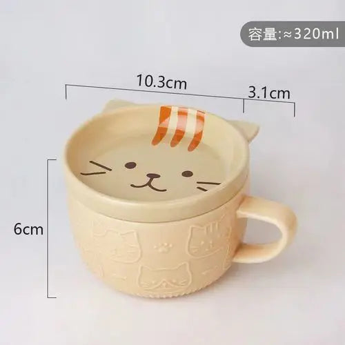 250ML Japanese Shiba Inu Ceramic Coffee Cup Saucer Cartoon Animal Breakfast Milk Cup Embossed Coffee Cup Afternoon Tea Supplies