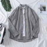 Fashion Lapel Button All-match Printed Striped Shirts Men's Clothing 2022 Autumn New Loose Casual Tops Long Sleeve Korean Shirt