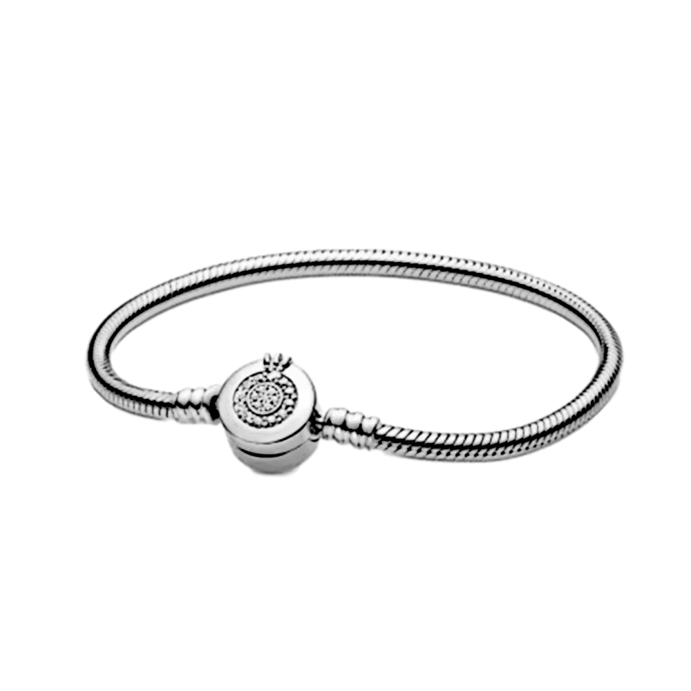 New 925 Sterling Silver High Quality Womens Bangle Classic Bucket Clasp Bracelet Fit Original Charm Bead Pendant Jewelry DIY