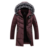 Men's Thick Fleece Winter Jacket Fashion Fur Hooded Warm Cooton Parka Male Solid Cotton Outwear Coats Windbreaker Plus Size 6XL