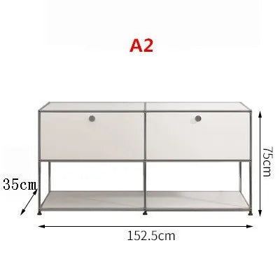 USM Medieval Nightstand Bedroom Modern Minimalist Shelf Module Storage TV Side Cabinet Stainless Steel Frame Bedside Table