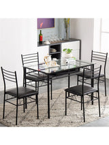 Kitchen Table with 2 Benches for 4-6,Wood Dining Room Dinette Sets with Metal Frame for Breakfast Nook and Small Space