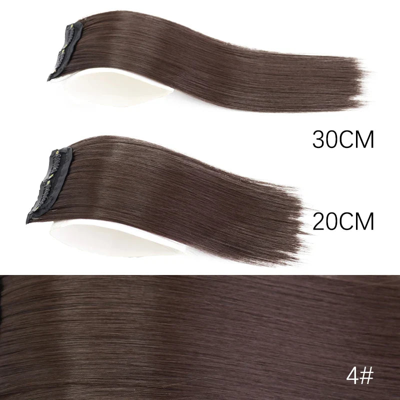 AZQUEEN Synthetic 20cm/30cm Invisible Straight Pads Clip In One Piece Hair Extension Top Side Cover Fluffy Hairpiece For Women