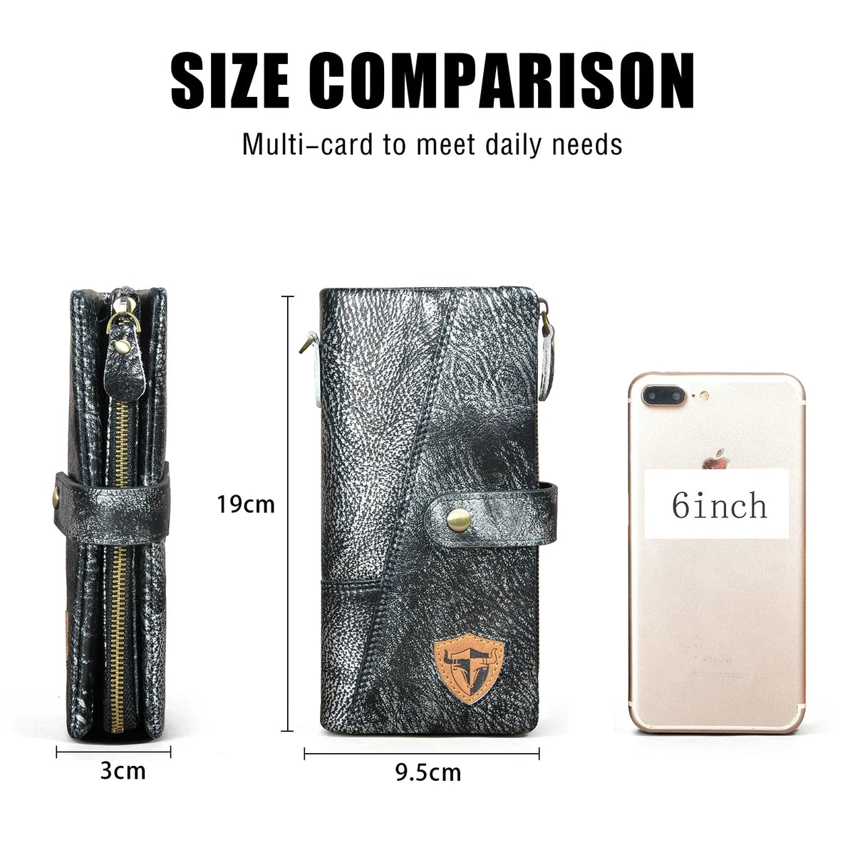 Hot Sale Original Quality Leather Travel Business Organizer Chain RFID Wallet For Men Long Zipper Male Purse Card Holder 1803