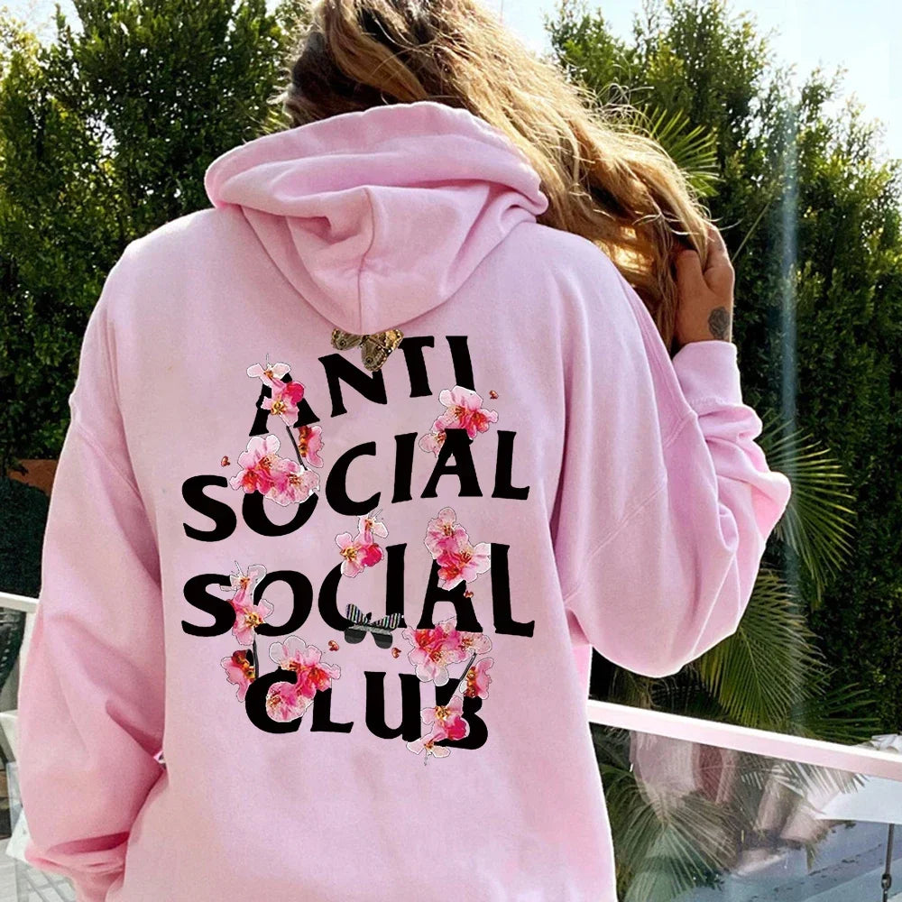 Anti Social Lifting Club Winter Sweatshirt Plus Size Hoodie Sweater Women's Sayings Quote Letters Printed Autumn Female Clothing