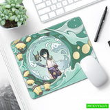 Genshin Impact Desk Mat Gamer Mousepads Mouse Pad Office Desk Pads Anime Cute Small Mousepad Mouse Mats For Computer 20x25cm