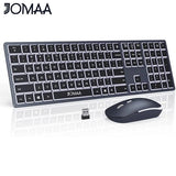 Jomaa Full-Size Backlight Wireless Keyboard and Mouse Combo for Laptop PC USB Silent Click Keyboard Mouse Set Rechargeable Spain