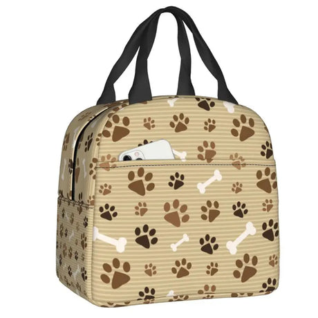 Cute Animal Pet Dog Paw Pattern Lunch Bag Thermal Cooler Insulated Lunch Box for Student School Work Picnic Food Tote Bags