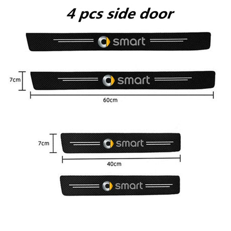 4PCS For Smart Eq Fortwo Forfour 453 451 452 450 454 Roadster Auto Accessories Car Door Sill Scuff Plate Carbon Fiber Stickers