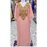 V-neck Kaftan Moroccan Dubai Caftan Abaya Fancy Long Crystal Beading Dress